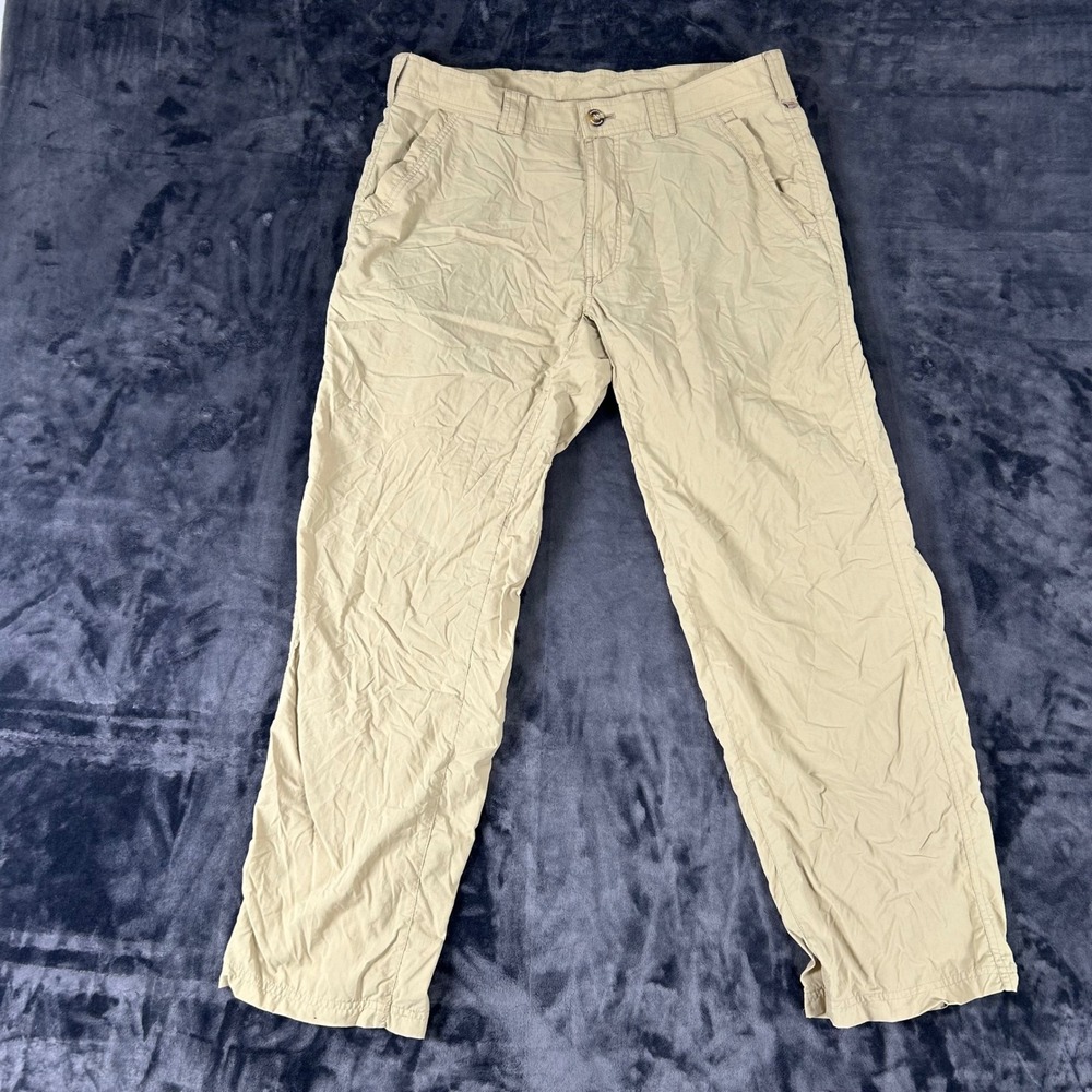 ExOfficio Pants Mens 34x30 Tan Insect Shield Nylon Hiking Outdoor Lightweight